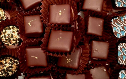 Assorted seasonal holiday bonbons sold by Sirenetta Seaside Chocolatier.