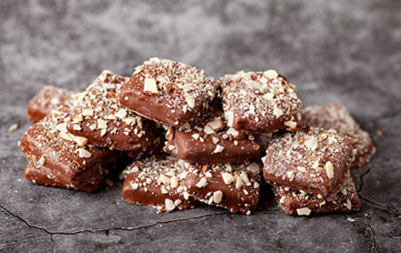 A small pile of butter crunch made by Dorothy Cox Candies.